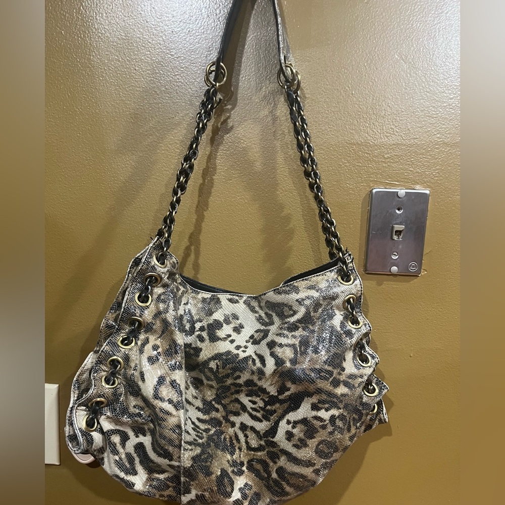 CHEZ FINE LEATHER GOODS LEATHER SNAKE HANDBAG SHOULDER XLARGE